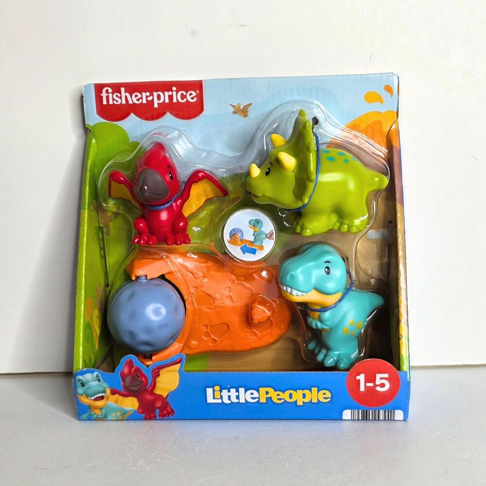 Fisher Price Little People Friendly Dinosaurs 4pcs Pack Set of 3 Dinos - NEW